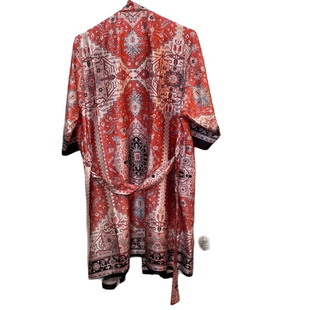 David’s Bridal Multicolor Silky Tie Waist Knee Length Robe Size S/M - Picture 6 of 16